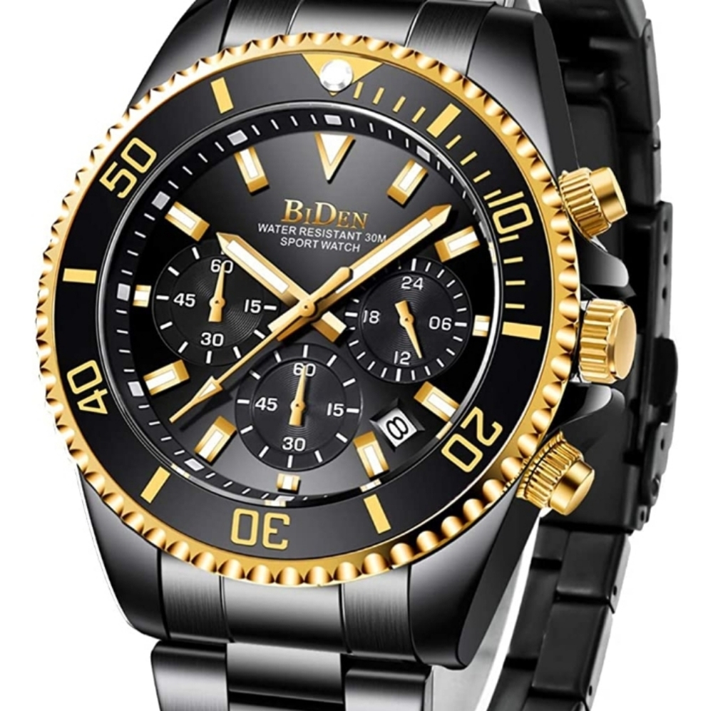 Mens Watches Chronograph Stainless Steel Waterproo